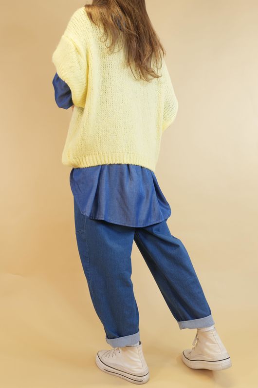  Big Softie Cap Sleeve Knit Top Lemon